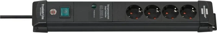 Brennenstuhl Premium-Line, 4-fach, 1.8m, schwarz