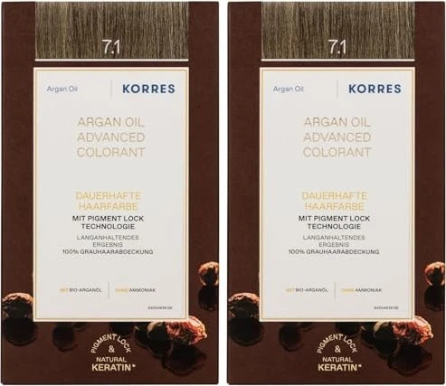 Korres Argan Oil Permanent Hair Colorant Haarfarbe 7.1 aschblond