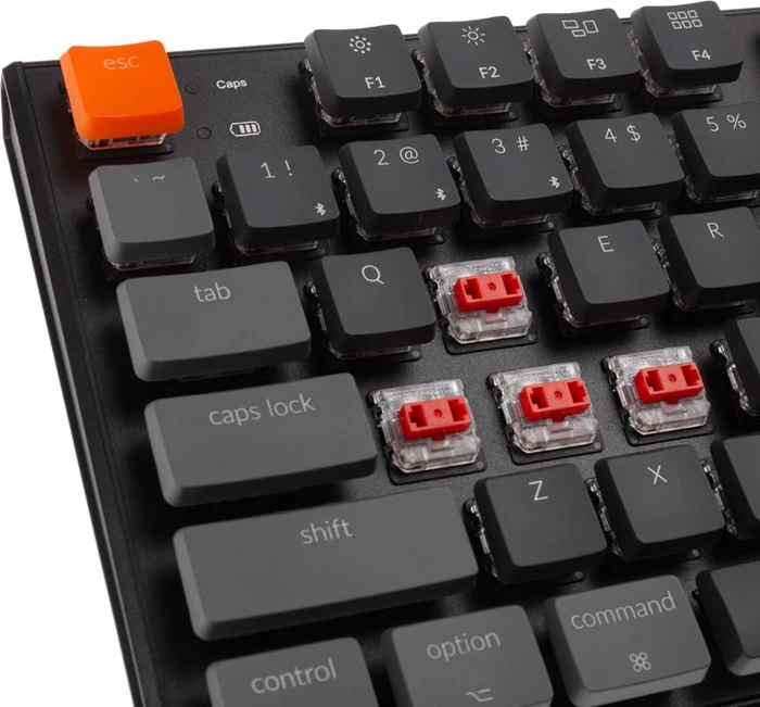Keychron K1 V4, 80% TKL, LEDs RGB, schwarz, Gateron LOW PROFILE RED, USB/Bluetooth, US
