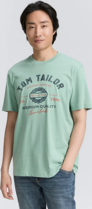 Tom Tailor Logo-Print T-Shirt kurzarm dust green (Herren)