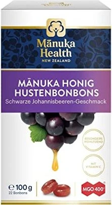Manuka Health MGO 400+ Hustenbonbons Schwarze Johannisbeere, 100g