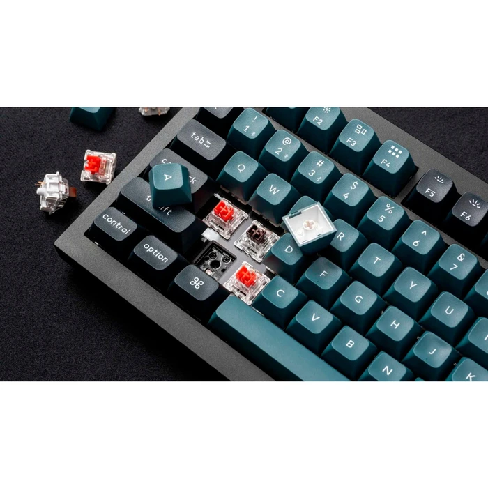 Keychron Q1 Pro, LEDs RGB, hot-swap, schwarz/blaugrau, Keychron K Pro RED, USB/Bluetooth, DE