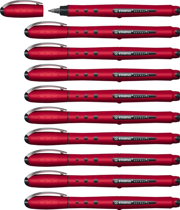 STABILO worker+ medium NatureCOLORS Wildflower Tintenroller (Mine) burgunderrot, 10er-Pack