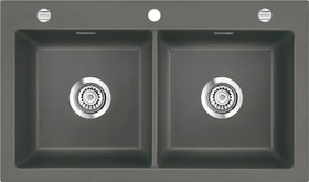 systemceram Mera Twin F Einbau Doppelspüle mit Ablauffernbedienung lava