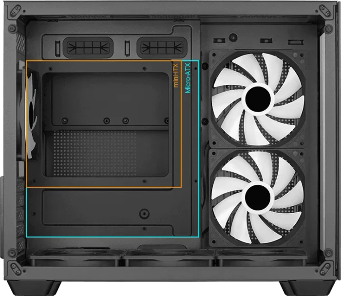 AeroCool Dryft Mini [V1], Lüfter LED Fixed RGB, Glasfenster