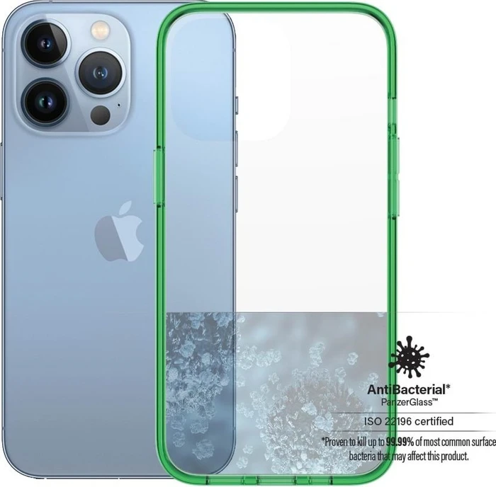 PanzerGlass Clear Case Color AntiBacterial für Apple iPhone 13 Pro Lime Limited Edition