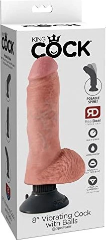 Pipedream King Cock 8" Vibrating Cock with Balls flesh