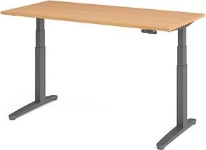 Hammerbacher Ergonomic Aktiv XBHM16 elektrisch höhenverstellbarer Sitz-Steh-Schreibtisch 160x80cm Buche/graphit