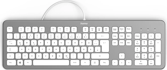 Hama KC-700 Slim-Design Tastatur, silber/weiß, USB, DE