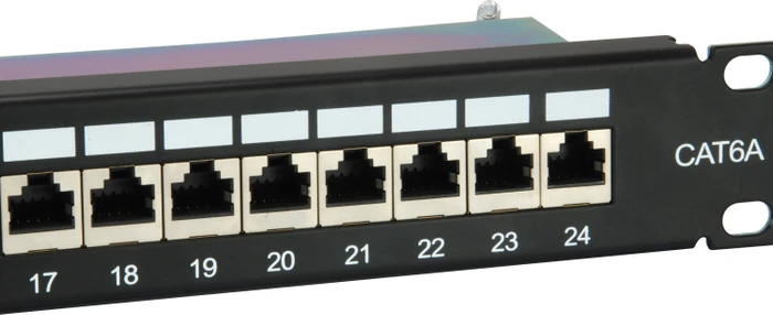 Equip Patchpanel Cat6a, geschirmt, 19", 24-Port, 1HE, 19", 1HE, schwarz