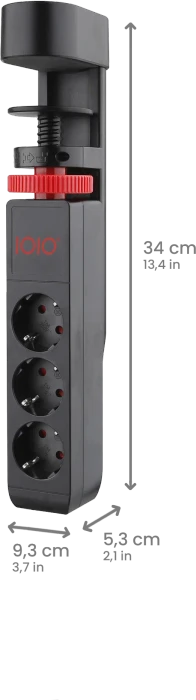 Olympia IOIO SL 3000 Steckdosenleiste mit integrierter Tischhalterung, 3-fach, 1x USB-C/2x USB-A, 1.5m, schwarz/rot