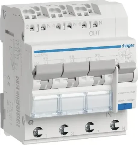 Hager Fehlerstrom-Leitungsschutzschalter 3X 1P+N 6kA C-13A 30mA Typ A QuickConnect
