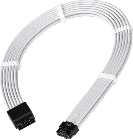 EZDIY-FAB 12VHPWR Kabel, 16-Pin PCIe Verlängerungskabel, 16-Pin PCIe 5.0 12VHPWR Buchse auf 16-Pin PCIe 5.0 12VHPWR Stecker, 16AWG, weiß/schwarz, 30cm (DE2-N16AWG PET-W-12+4)