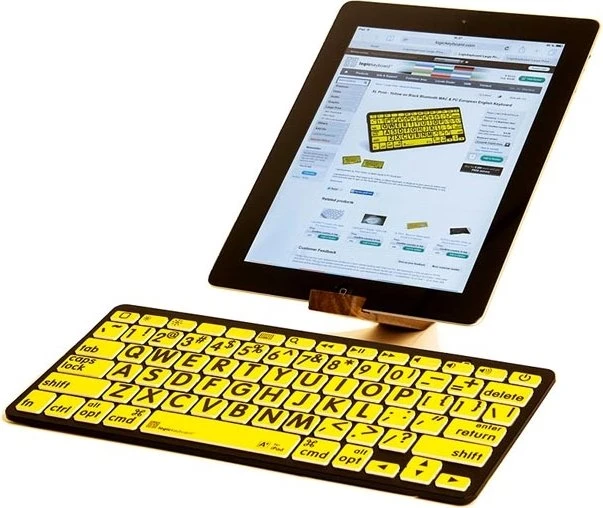 LogicKeyboard LargePrint Mini PC, Black on Yellow, Bluetooth, DE
