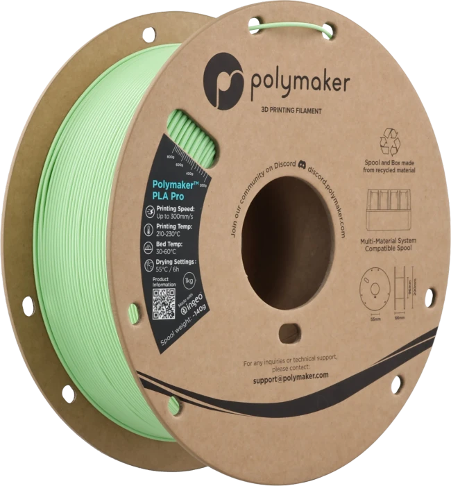 Polymaker PLA, Light Green, Spule, 1.75mm, 1.00kg