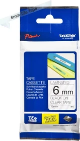 Brother TZe-111 Beschriftungsband,   6mm, schwarz/transparent