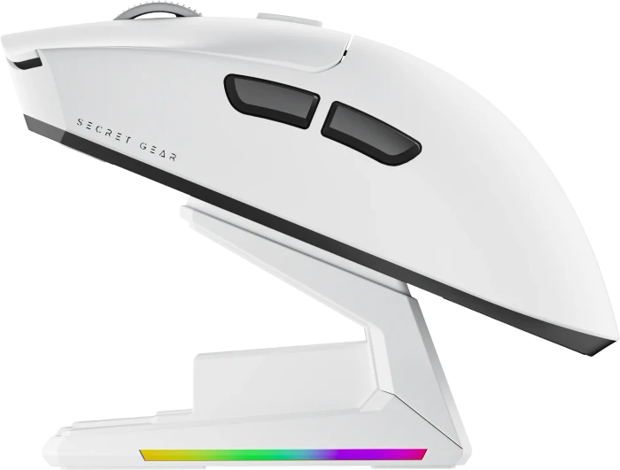 Secret Gear ZX1 8K Lightweight Wireless Gaming Mouse mit Ladestation, weiß, USB/Bluetooth