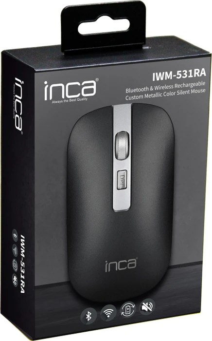 Inca IWM-531RA Wireless Mouse schwarz, USB/Bluetooth