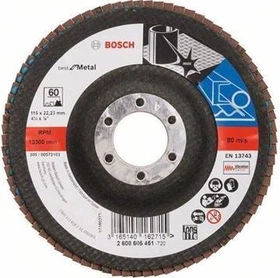 Bosch Professional X571 Best for Metal Fächerschleifscheibe gewinkelt K60, 115x22.23mm, 1 Stück