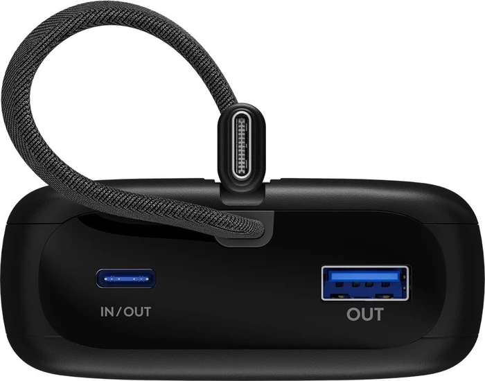 Wentronic Goobay Powerbank 20000mAh mit integriertem USB-C-Kabel schwarz