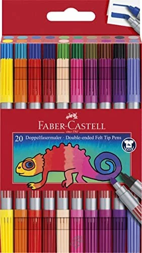 Faber-Castell Doppelender Filzstift sortiert, 20er-Set, Etui