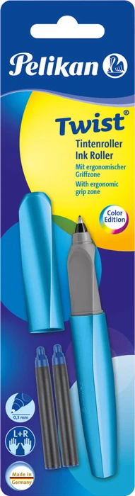 Pelikan Twist Tintenroller (Mine) frosted blue, Rechts- und Linkshänder, Blister