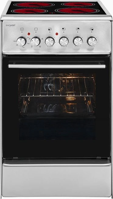 Exquisit ECM5-4 Inox Elektroherd mit Glaskeramik-Kochfeld