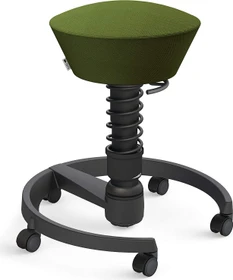 Aeris Swopper New Edition Bürohocker mit Rollen, Feder Standard, Gestell Alu schwarz, Bezug Wollmischung Select grün