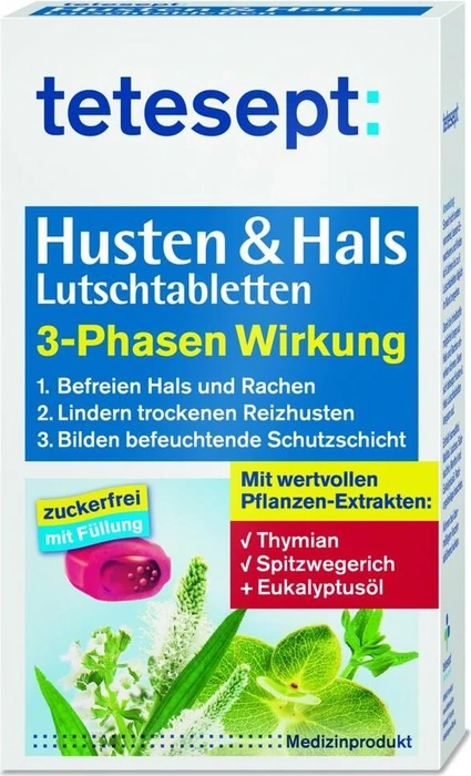 Tetesept Husten & Hals Lutschtabletten zuckerfrei, 20 Stück