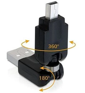 DeLOCK USB 2.0 Adapter, USB-A [Stecker] auf Mini-B [Stecker], mit Drehgelenk