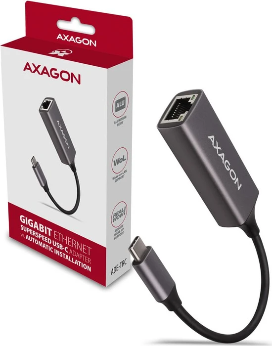 Axagon Gigabit LAN-Adapter, titangrau, RJ-45, USB-C 3.0 [Stecker]