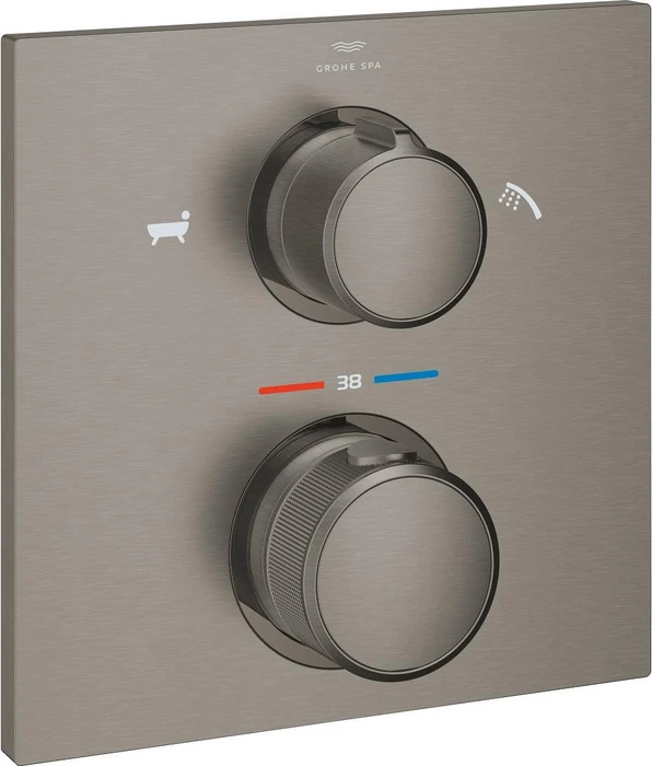 Grohe Allure Thermostat-Wannenbatterie mit integrierter 2-Wege-Umstellung hard graphite gebürstet