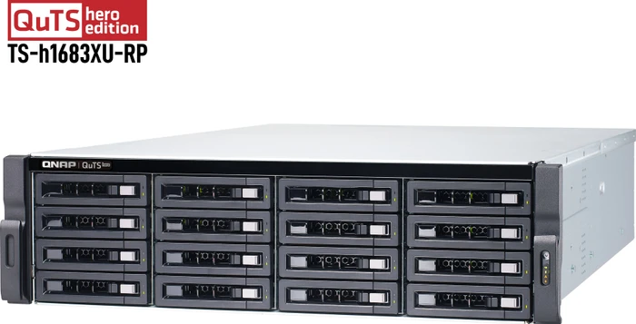 QNAP QuTS hero TS-h1683XU-RP-E2236-128G, 128GB RAM ECC, 2x SFP+ 10Gb/s, 2x RJ-45 10GBase-T, 3HE