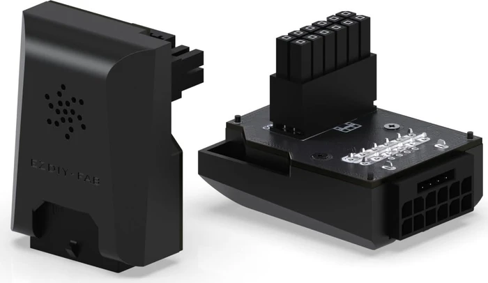 EZDIY-FAB 12VHPWR Winkeladapter 90°, Variante RVS, Sense-Pins an der Oberseite, schwarz, 450W