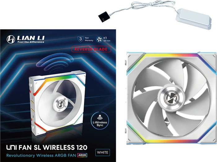 Lian Li Uni Fan SL Wireless 120 ARGB Reverse Blade, weiß, 120mm