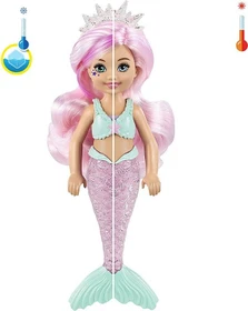 Mattel Barbie - Color Reveal Chelsea Meerjungfrau-Puppe mit 6 Überraschungen