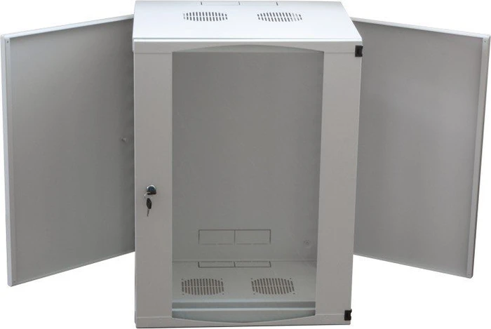 LogiLink Wandgehäuse 6HE, einteilig, Sicherheitsglastür, grau, 450mm tief