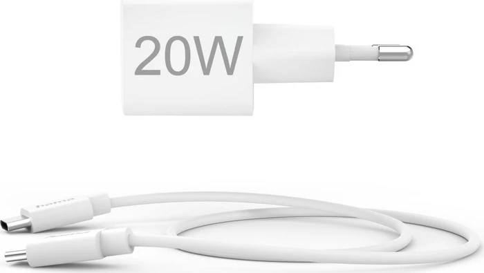 Hama Schnellladegerät mit Ladekabel USB-C Mini-Ladegerät PD 20W 1.0m weiß