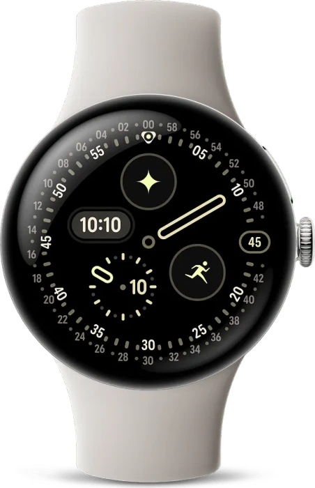 Google Pixel Watch 4 (LTE) 41mm Polished Silver mit Sportarmband Porcelain