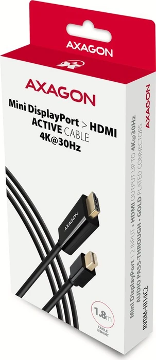 Axagon Mini DisplayPort 1.2/HDMI 1.4b Adapterkabel schwarz, 1.80m