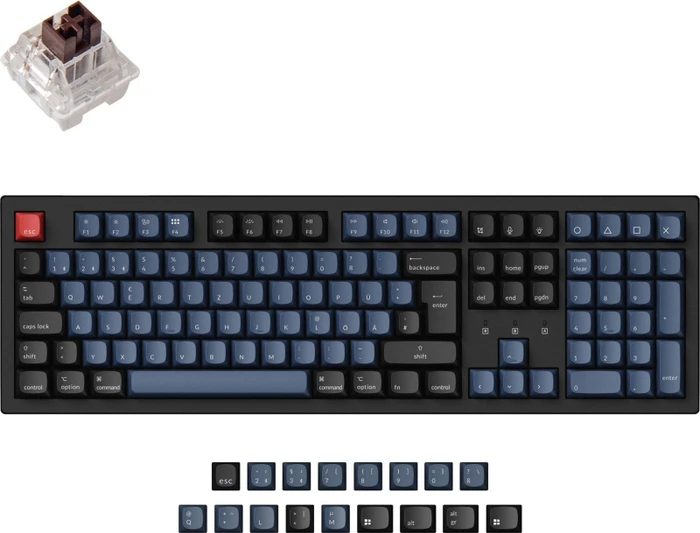 Keychron K10 Pro, schwarz/blaugrau, LEDs RGB, Keychron K Pro BROWN, USB/Bluetooth, DE