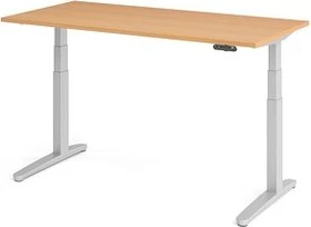 Hammerbacher Ergonomic Aktiv XBHM16 elektrisch höhenverstellbarer Sitz-Steh-Schreibtisch 160x80cm Buche/silber
