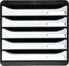 Exacompta Big Box Plus Schubladenbox, 5 Schubladen, weiß/schwarz
