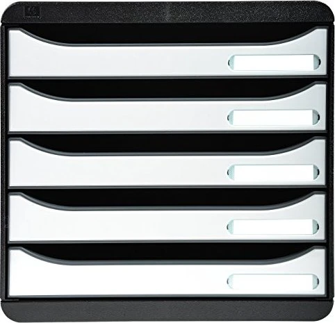 Exacompta Big Box Plus Schubladenbox, 5 Schubladen, weiß/schwarz