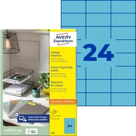 Avery-Zweckform Ordneretiketten, 70x37mm, blau, 100 Blatt (2400 Etiketten)