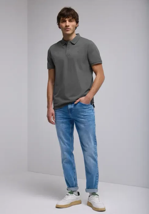 Street One Piquée mit Logo Poloshirt kurzarm ash grey (Herren)