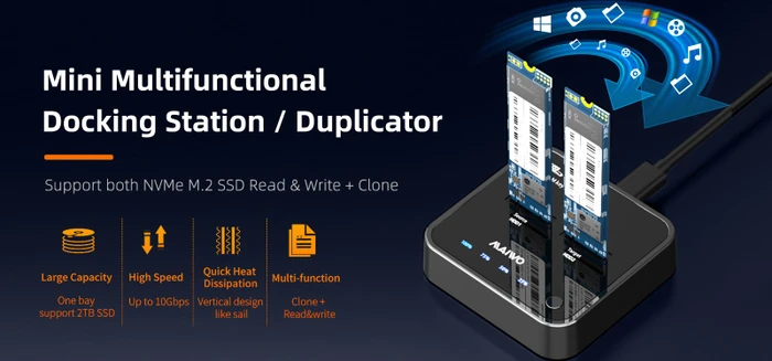 MAIWO M.2 PCIe Dockingstation mit Klon-Funktion, USB-C 3.1 (verschiedene Markenbezeichnungen)