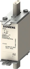 Siemens NH-Sicherungseinsatz, NH000, In: 50 A, gG, Un AC: 690 V, Un DC: 250 V, Stirnkennmelder, spannungsführende Grifflaschen