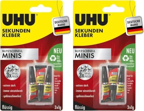 UHU Minis Sekundenkleber, 3g (3x 1g)
