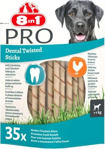 8in1 Delights Pro Dental Twisted Sticks XS Huhn, 35 Stück